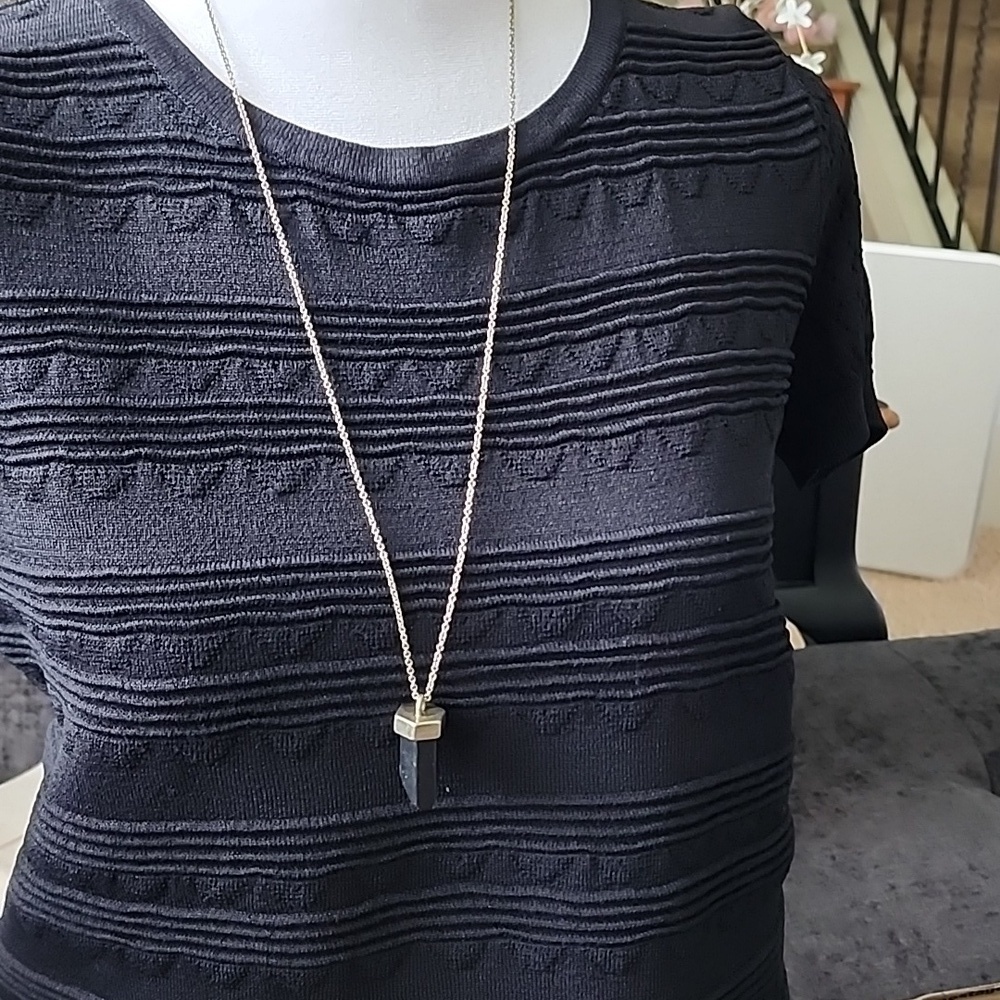 Lydell Vintage Bronze Tones Necklace Simulated Onyx